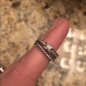 David Yurman X-collection ring with diamonds